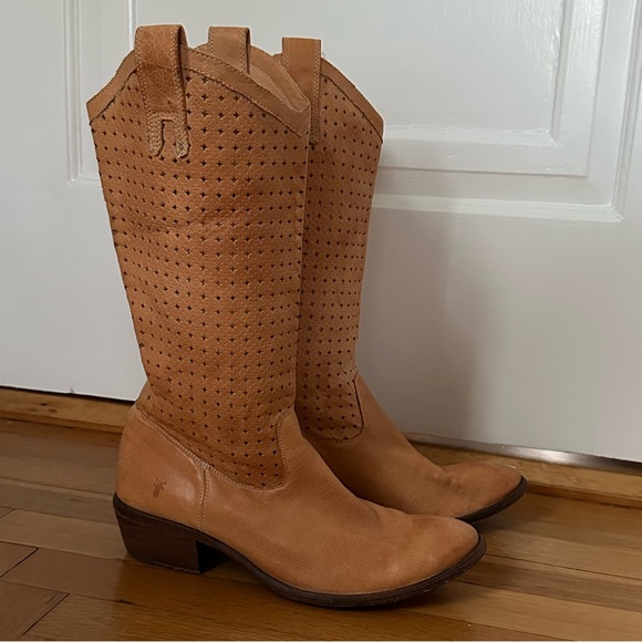 Frye Shoes - Frye Perforated Leather Cowboy Boots